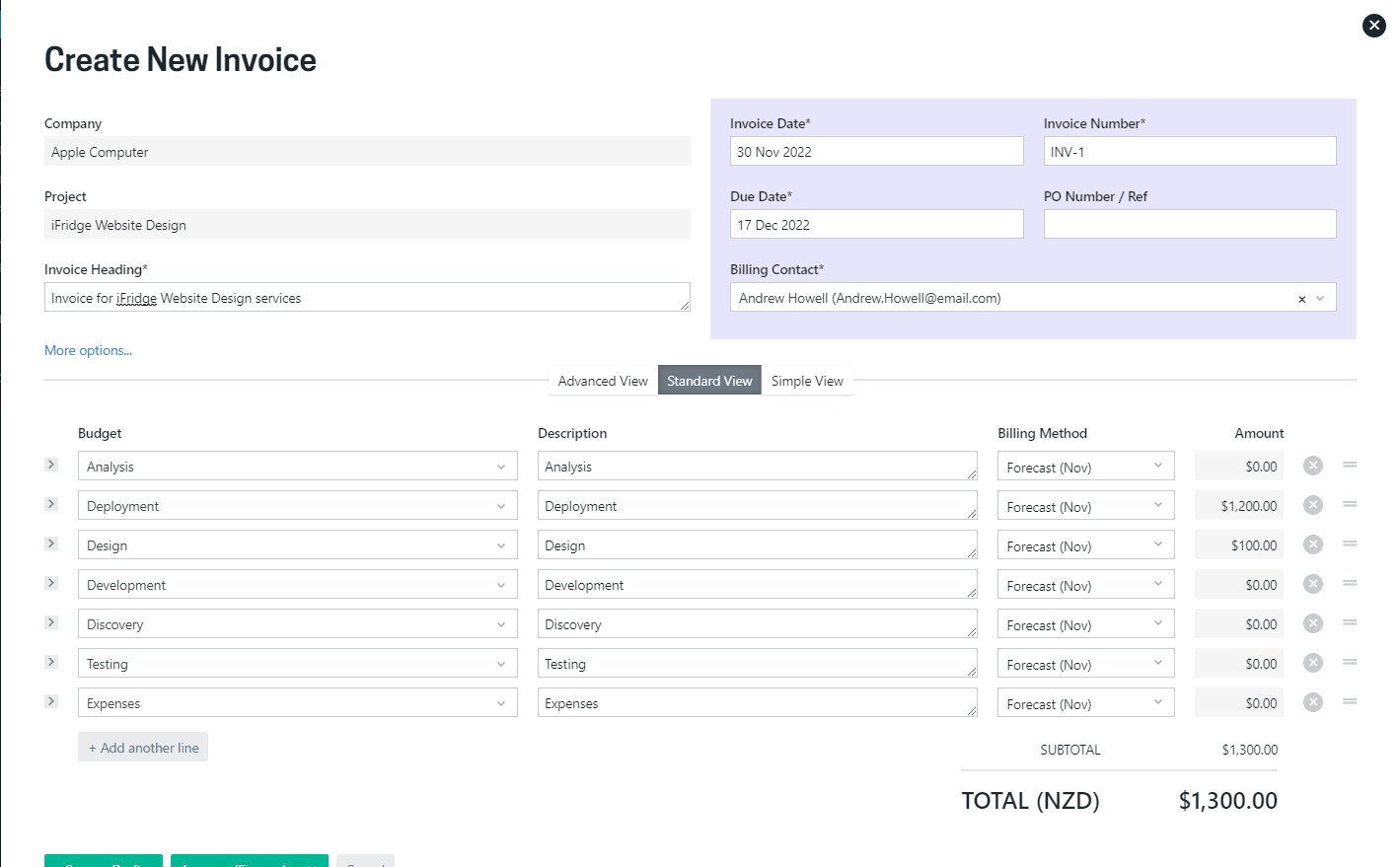 Add billing contact from invoice