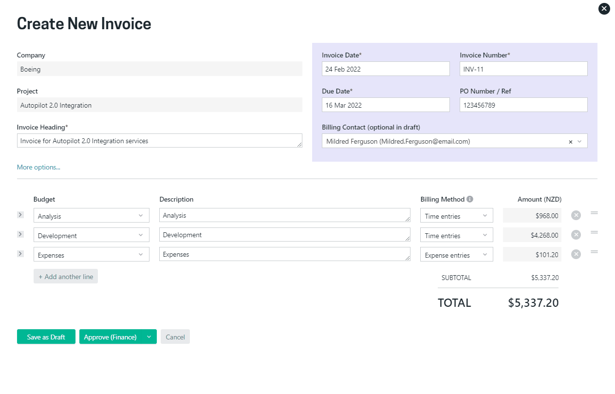 Xero - tracking categories invoice defaults