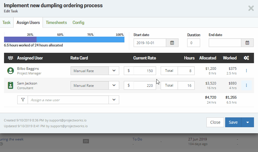 Rates can now be changed on tasks that have work already done, but won't change any time that has been invoiced